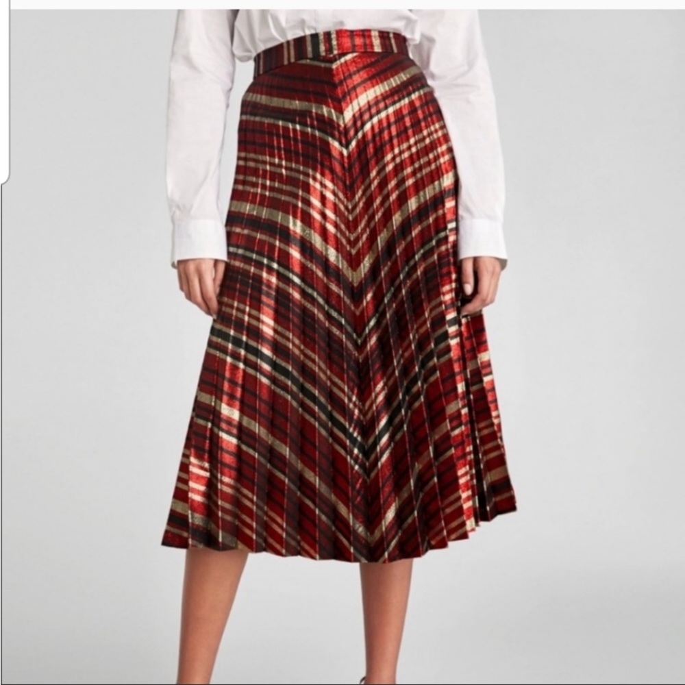 Zara metallic pleated skirt
